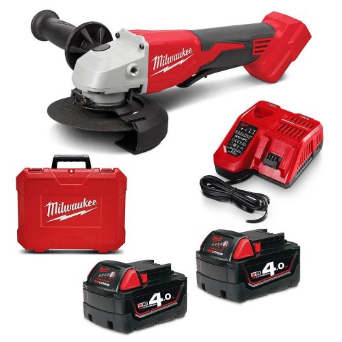 MILWAUKEE 18V Brushless 2 x 4.0Ah 125mm (5") Angle Grinder w/ Deadman Paddle Switch Kit M18BLSAG125XPD402C